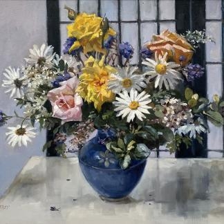 “Fresh Flowers” Still Life Oil Painting Judith Perrey (Australian 1927-2016)