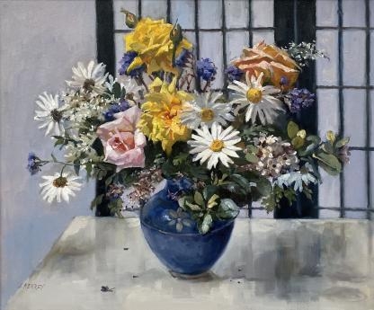 “Fresh Flowers” Still Life Oil Painting Judith Perrey (Australian 1927-2016)