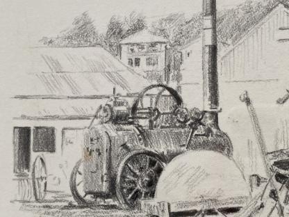 “The Farmyard” Untitled Pencil Drawing By Arno Rodger Geneish (European/Australian 1929-) 6