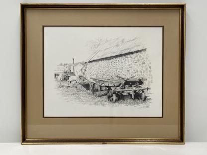 “The Farmyard” Untitled Pencil Drawing By Arno Rodger Geneish (European/Australian 1929-) 2