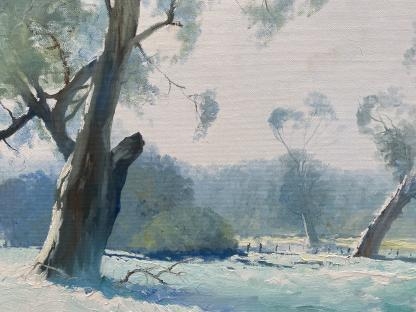 “Frosty Morning At Pembrooke” Oil Painting Ronald Elliot Bull (Australian Aboriginal 1942-1979) 8