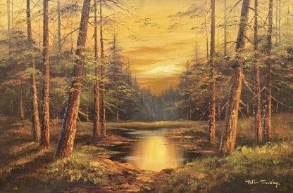 “Forest Lake” Untitled Oil Painting By Peter Tensley (American)