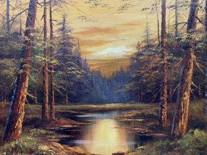 “Forest Lake” Untitled Oil Painting By Peter Tensley (American) 10