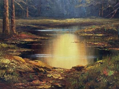 “Forest Lake” Untitled Oil Painting By Peter Tensley (American) 9