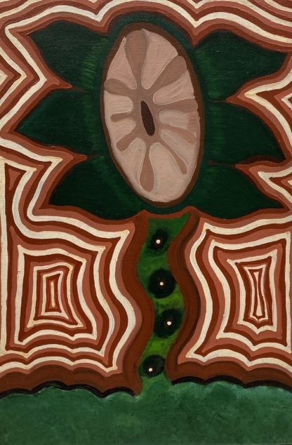 Original Aboriginal Oil Painting By Kanytjupai (Antjala) Robin (Australian/Aboriginal) “Desert Flower” (Untitled)