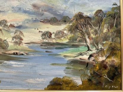 “Ovens River” Original Artwork Oil on Board Reg Shell (Australian) 6