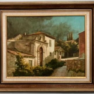 Original “Late Afternoon In Magoulades” Oil on Board Painting Dated 1982 Hand Signed lower Right Further info on verso Warren William Curry (Australian 1945-) 1