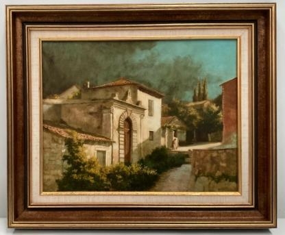 Original “Late Afternoon In Magoulades” Oil on Board Painting Dated 1982 Hand Signed lower Right Further info on verso Warren William Curry (Australian 1945-) 1