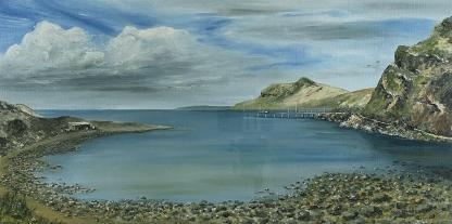 Artwork Painting By Alan Maas (Maryborough Australian 1930-) “Second Valley Jetty SA” Oil Painting
