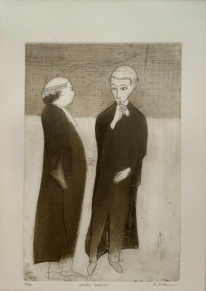 Original Artwork-Etching Titled 'Legal Eagles' No 58 By Robert Henry Dickerson (Australian 1924-2015) 4