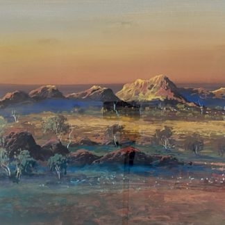 Original Watercolour And Gouache Artwork By Jean (John) Sindelar “Ending Day” Near Alice Springs Northern Territory Hand Signed Lower Right
