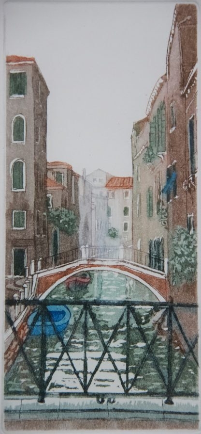 “Bridge Over River Venice” (untitled) Artwork Etching By Silvio Cannizzo (Italy 1951-) 1