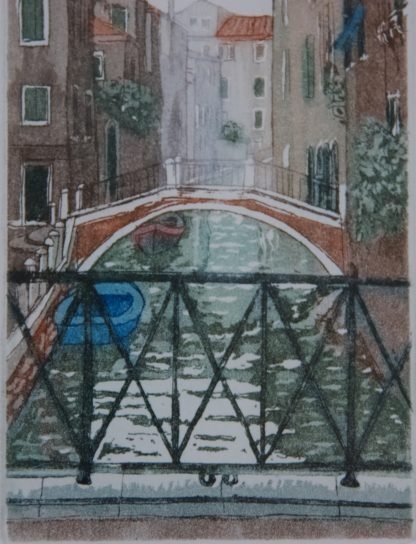 “Bridge Over River Venice” (untitled) Artwork Etching By Silvio Cannizzo (Italy 1951-) 5