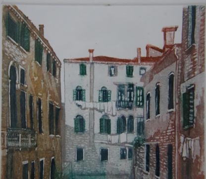 “Venice Scene” (untitled) Artwork Etching on Paper Silvio Cannizzo (Italy 1951-2013)2