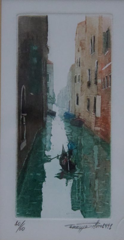 “Venice Alleyway” (untitled) Artwork Etching By Silvio Cannizzo (Italy 1951-) 2
