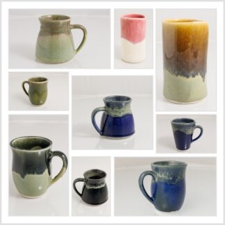 Hand Finished Slip Made Coffee Mugs : Tumbler Decorated In Our Specialty Glazes