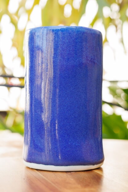 Hand Finished Slip Made Coffee Tumbler Decorated In Our Sapphire Blue Glaze