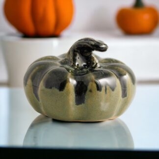 Hand Made Hand Built Halloween Style Pottery Pumpkin Decorated In Our Aussie Forest Glaze By Tmc Pottery