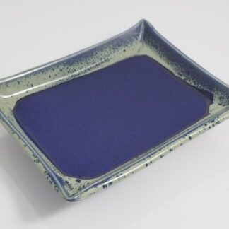 Hand Made Hand Built Square Pottery Plate Decorated With Our Blue-Green Aussie Kelp Glaze 1