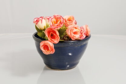 Hand Made Hand Throw Flower Pot Decorated With A Carved Rim And Our Blue Sapphire Glaze 2
