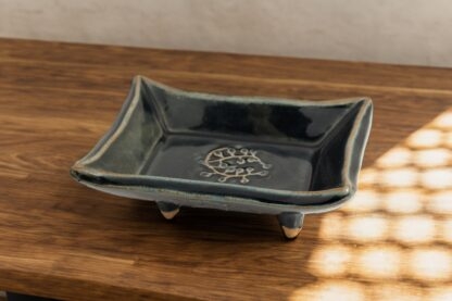 Hand Made Pin Dish Decorated With Decorated With Our Stonewash Blue Glaze 12