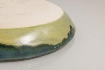 Hand Made Slab Built Pottery Dinner Plate Decorated In A Green Rutile Base With Sapphire Cover Glaze 10