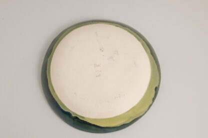 Hand Made Slab Built Pottery Dinner Plate Decorated In A Green Rutile Base With Sapphire Cover Glaze 11