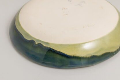 Hand Made Slab Built Pottery Dinner Plate Decorated In A Green Rutile Base With Sapphire Cover Glaze 13