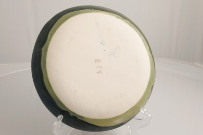 Hand Made Slab Built Pottery Dinner Plate Decorated In A Green Rutile Base With Sapphire Cover Glaze 14