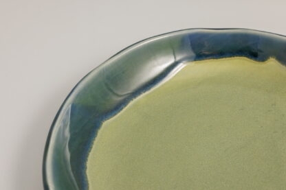 Hand Made Slab Built Pottery Dinner Plate Decorated In A Green Rutile Base With Sapphire Cover Glaze 5