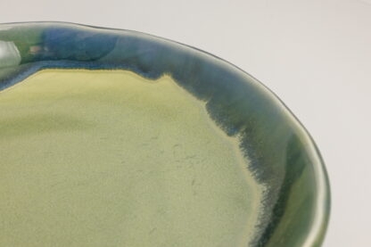 Hand Made Slab Built Pottery Dinner Plate Decorated In A Green Rutile Base With Sapphire Cover Glaze 6