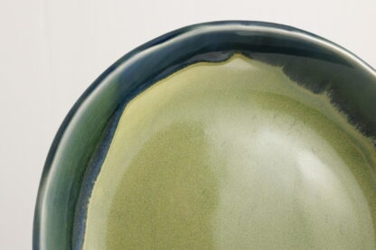 Hand Made Slab Built Pottery Dinner Plate Decorated In A Green Rutile Base With Sapphire Cover Glaze 7