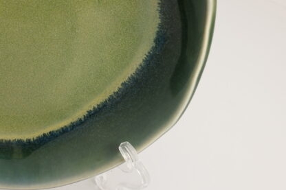Hand Made Slab Built Pottery Dinner Plate Decorated In A Green Rutile Base With Sapphire Cover Glaze 9