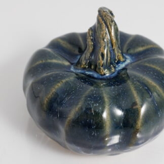 Hand Made Slab Built Pottery Pumpkin Decorated In Our Sapphire Base Glaze With Floating Blue Cover 1
