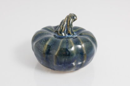 Hand Made Slab Built Pottery Pumpkin Decorated In Our Sapphire Base Glaze With Floating Blue Cover 2