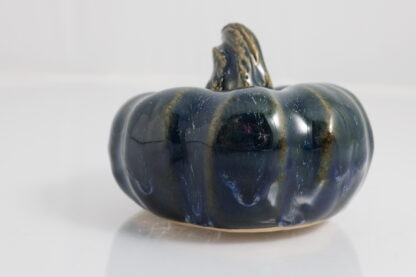 Hand Made Slab Built Pottery Pumpkin Decorated In Our Sapphire Base Glaze With Floating Blue Cover 4