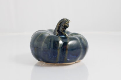 Hand Made Slab Built Pottery Pumpkin Decorated In Our Sapphire Base Glaze With Floating Blue Cover 5