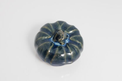 Hand Made Slab Built Pottery Pumpkin Decorated In Our Sapphire Base Glaze With Floating Blue Cover 7