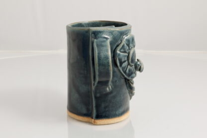 Handmade Bee & Flower Pottery Vase Decorated With Our Stonewash Blue Glaze 5