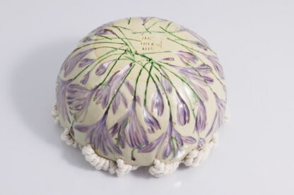 Handmade Hand Painted Purple Wild Flower & Sisal Decorated Bowl 5