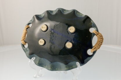 Handmade Large Platter Decorated With Woven Handles & Our Midnight Forest Glaze 6