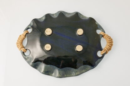Handmade Large Platter Decorated With Woven Handles & Our Midnight Forest Glaze 8