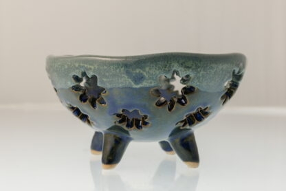 Handmade Orchid Planter Decorated In Carved Star Pattern Glazed With Our Midnight Forest Glaze 3