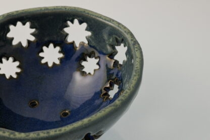 Handmade Orchid Planter Decorated In Carved Star Pattern Glazed With Our Midnight Forest Glaze 4