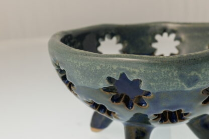 Handmade Orchid Planter Decorated In Carved Star Pattern Glazed With Our Midnight Forest Glaze 5