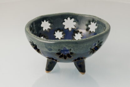 Handmade Orchid Planter Decorated In Carved Star Pattern Glazed With Our Midnight Forest Glaze 8