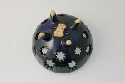 Handmade Orchid Planter Decorated In Carved Star Pattern Glazed With Our Midnight Forest Glaze 9
