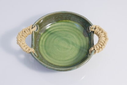 Handmade Twin Woven Handled Footed Bowl Decorated With Our Aussie Bush Glaze 1