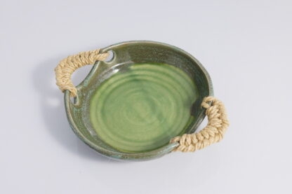 Handmade Twin Woven Handled Footed Bowl Decorated With Our Aussie Bush Glaze 2