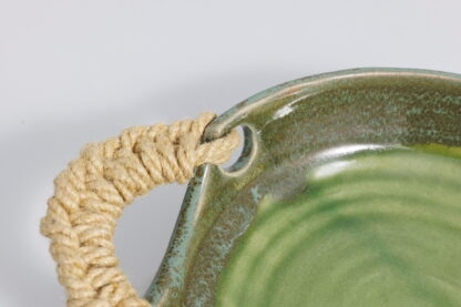 Handmade Twin Woven Handled Footed Bowl Decorated With Our Aussie Bush Glaze 6